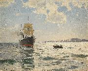 a. jernberg Marin med angfartyg oil painting artist